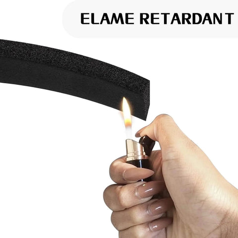 Foam Insulation Tape Self Adhesive, 1/2In x 1/4In x 33Ft Weather Stripping for Doors and Windows, flame test demonstration