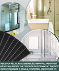 Image showing black neoprene setting blocks with glass installations. 200 Pack Neoprene Setting Blocks For Glass Centering And Channel Installations Cushioned Spacers For Secure Support And Precise Alignment One Eighth By One Half By Two Inches Black.