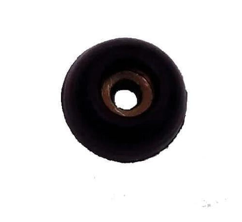 253W 15/16 Inch Neoprene Rubber Rounded Bumper With Embedded Yellow Chromated Steel Washer, top view, for vibration isolation and surface mounting