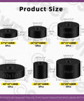 Diagram of Round Spacer Assortment Kit with Six Sizes 20x20x10mm 25x10x10mm 27x6x10mm 30x15x10mm 35x20x10mm 40x10x12mm.