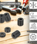 Reduce vibration and noise with 20 durable neoprene anti vibration spacers arranged on a wooden surface with tools in background.