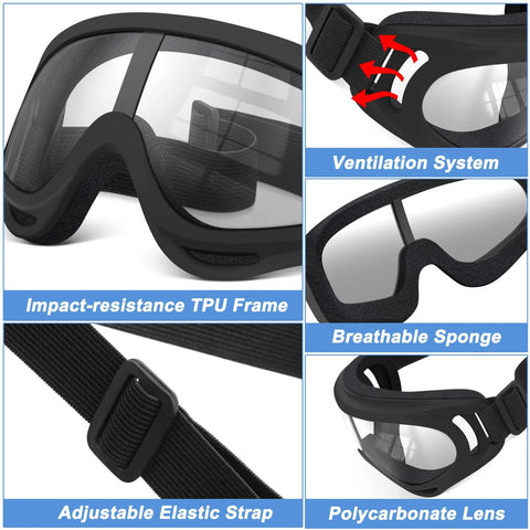 4 Pack Protective Goggles For Nerf Guns Kids Teens Safety Eyewear 4 Colors with TPU frame, adjustable strap, polycarbonate lens.