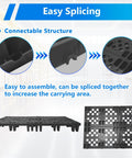 Heavy Duty Black Plastic Pallets 8 Pack Nestable HDPE Floor Pallets For Basement Storage And Shop Warehouse Garage Use Waterproof Anti Static Dust Resistant Lightweight Durable Pallets With Breathable Grid Surfaces displayed with easy splicing features.