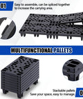 8 Pack Plastic Pallets For Basement Storage Nestable And Moisture Waterproof Lightweight Floor Pallets With Breathable Grid