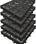 Stack of four nestable Plastic Pallet Safety Storage Grid Pads in HDPE for warehouse use, 23.6 x 15.7 x 2 inches, temperature resistant.
