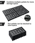 Plastic Pallet Safety Storage Nestable Grid Pads Two Pack HDPE Non Slip Platform stacked and combined view