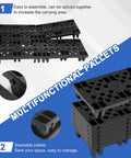 Nestable HDPE Plastic Pallet Set, Lightweight Yet Durable 6 Pack With Breathable Grid Design, Waterproof shown in use