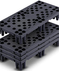Four Pack Plastic Pallets For Basement Storage, Lightweight Waterproof Floor Pallets With Nestable Interlocking Design And Breathable Grids, 23.6 X 11.8 X 3.9 Inches, HDPE Construction, Supports Up To 220 Lbs