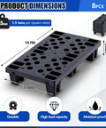 8 Pack Plastic Pallets For Basement Storage Nestable And Moisture Waterproof Lightweight Floor Pallets With Breathable Grid