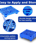 Six Pack Plastic Pallets Set Lightweight Nestable Polyethylene Pallets 23.6 x 19.6 x 3.9 Inches Blue Moisture Proof Floor Pallets.