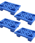 Four Pack Plastic Pallets Nestable Moisture Proof Floor Pallets with Breathable Grid Platform Lightweight Stackable Spliceable