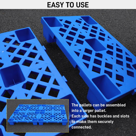 Nestable Plastic Pallets 6 Pack With Breathable Grid And Moisture Proof Design, 19.7 Inches Long, lightweight, stackable