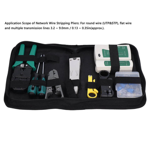 Network Cable Tool Set, Wire Stripper Pliers Repair Maintenance Kit with tools for UTP STP cables in portable case