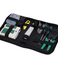 Network Cable Tool Set, Wire Stripper Pliers Repair Maintenance Kit in storage case, showing tools for UTP STP and flat cables.