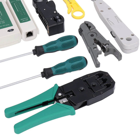 Network Cable Tool Set, Wire Stripper Pliers Repair Maintenance Kit with pliers, screwdrivers, and cutter for UTP STP cables