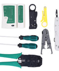 Network Cable Tool Set, Wire Stripper Pliers Repair Maintenance Kit, 3 Purpose Wire Pliers for UTP STP Round Twisted Pair and Flat Telephone Cable, Includes Network tools such as tester, crimper, and cutters