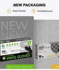 Black Vinyl Disposable Gloves Latex Free Powder Free Food Grade 100 Large packaging comparison