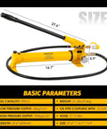 NEWTRY Hydraulic Hand Pump CP-700 10000psi Manual Hydraulic Pump with hose and size measurements for industrial use