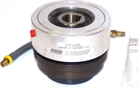 Nexen Horton 912200 Tooth Clutch 5H35Psp-1 1.125 Bore, showing front view with metal finish and attached air hose.