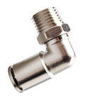Push To Connect Air Fittings Elbow One Quarter Inch Tube OD To One Eighth Inch NPT Male 90 Degree Adapter Nickel Plated Brass