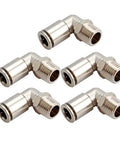 Push To Connect Air Fittings Elbow One Quarter Inch Tube OD To One Eighth Inch NPT Male 90 Degree Adapter Pack Of Five Nickel Plated Brass