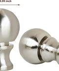 Ball Lamp Finial Set Two Pack In Nickel Finish For Lamp Shades And Harps, shown with dimensions and dual threading detail.