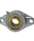 Front view of Single 2 in Pillow Block Flange Bearing, Nickel-Plated Cast Iron Housing, Zinc-Plated Insert, 2-Bolt Flange
