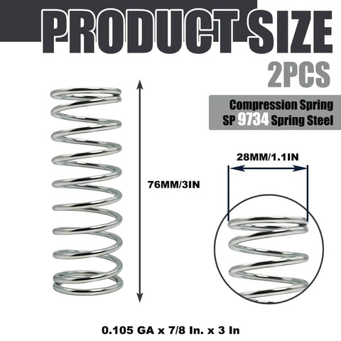 Two Pack Nickel Plated Compression Springs Made From Spring Steel 0.105 Gauge Wire Seven Eighths Inch Diameter 3 Inch Long