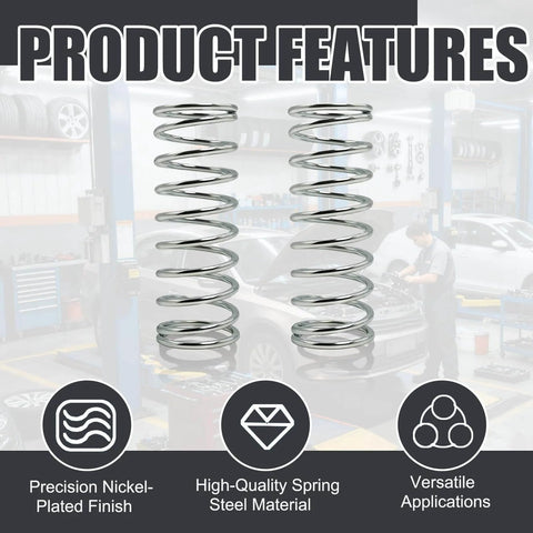 Two Pack Nickel Plated Compression Springs Made From Spring Steel 0.105 Gauge Wire Seven Eighths Inch Diameter 3 Inch Long