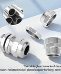 Nickel Plated Copper Cable Gland With One Inch NPT Thread Waterproof And Adjustable Protector For 18 To 25 Millimeter Cables