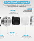Set Of Four NPT 3/4 Inch Nickel Plated Copper Waterproof Cable Glands With IP68 Sealing components in exploded view