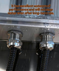 Nickel Plated Copper Cable Gland With One Inch NPT Thread Waterproof And Adjustable Protector For 18 To 25 Millimeter Cables Easy To Install Built Tough For Outdoor And Harsh Environments Industrial Grade, installed in wet conditions.