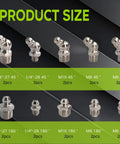 Nickel Plated Iron Grease Fittings Assortment Kit For Automotive And Industrial Use, showing product sizes and angles