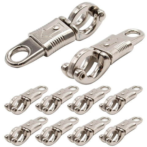 10 Pack Nickel Plated Quick Release Panic Snap With Fixed Eye For Get Back Whips Industrial Grade Paracord Carabiners