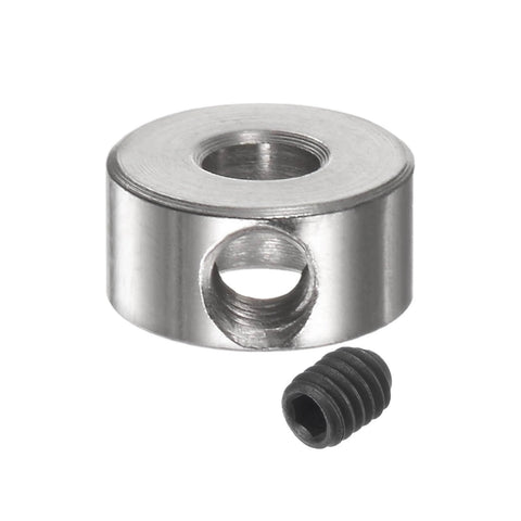 Close-up of 10pcs Set Screw Collars 3.05mm Bore Shaft Collars, 8mm OD, 4mm Width, Landing Gear Stopper Wheel Collar made of nickel-plated steel