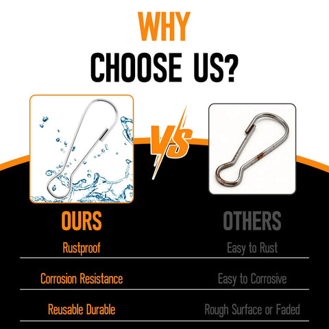 Comparison of our rustproof nickel-plated spring hook with a competitor's rusty alternative for DIY projects and key chains.