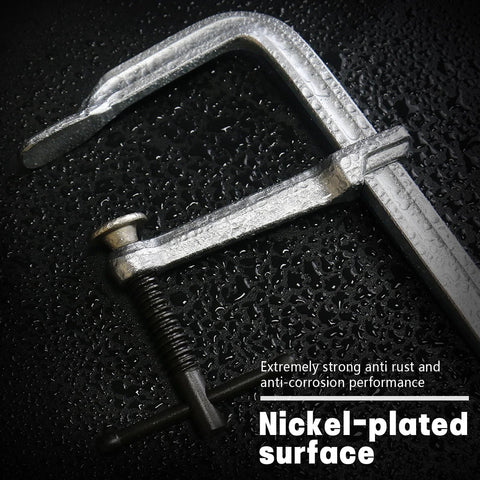 12-inch heavy-duty F-clamp, nickel-plated steel, all-steel construction