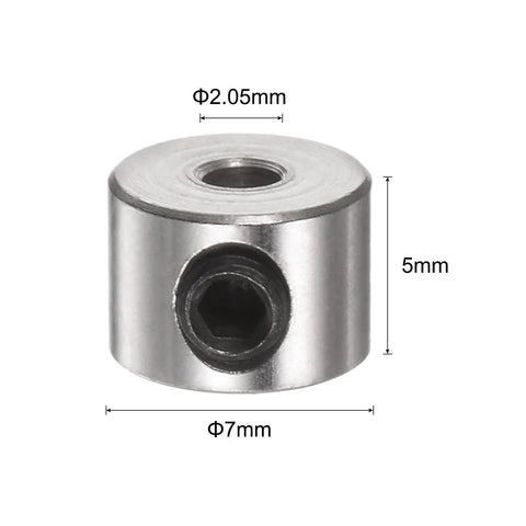 10 Pack Set Screw Shaft Collars With Two Point Zero Five Millimeter Bore 7mm Outside Diameter And 5mm Wide Nickel Plated Carbon Steel