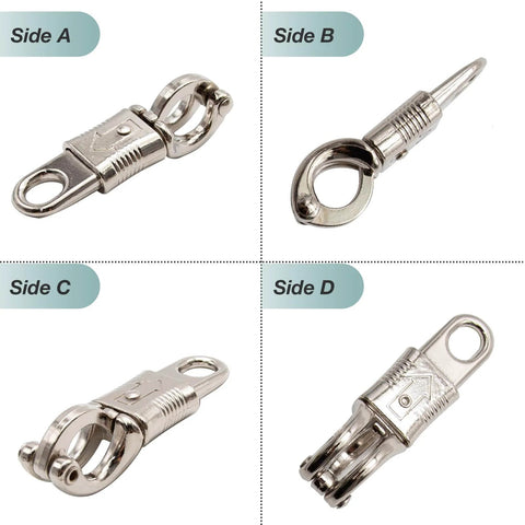 10 Pack Nickel Plated Quick Release Panic Snap With Fixed Eye For Get Back Whips Industrial Grade Paracord Carabiners