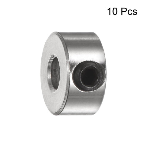 10pcs Set Screw Collars 3.05mm Bore Shaft Collars, 8mm OD, 4mm Width, nickel-plated, front view