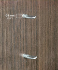 Twent Five Pack One Eighth Inch Spoon Shaped Cabinet Shelf Pins Heavy Duty Metal with Nickel Finish installed in wood