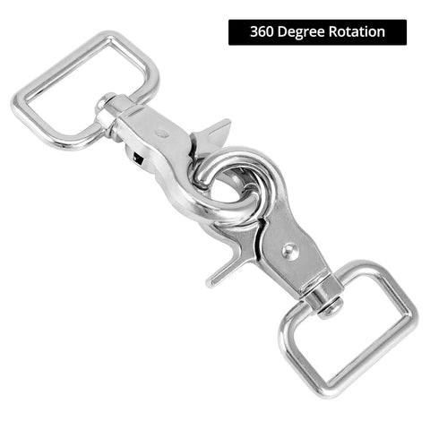 Swivel Snap Hooks 360 Degree Rotation Heavy Duty Trigger Snaps Nickel Plated for Leashes and Tacks, close-up view.