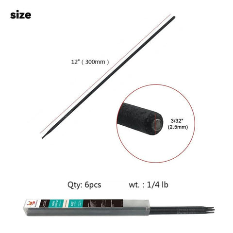 Pure Nickel Welding Rods for Cast Iron ENi CI 99 Percent, 12 Inch Length, Three Thirty Second Inch Diameter, Six Pack Electrodes