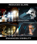 Comparison of on-road glare with and without Night Vision Driving Glasses With Anti Glare Yellow Polarized Lenses.