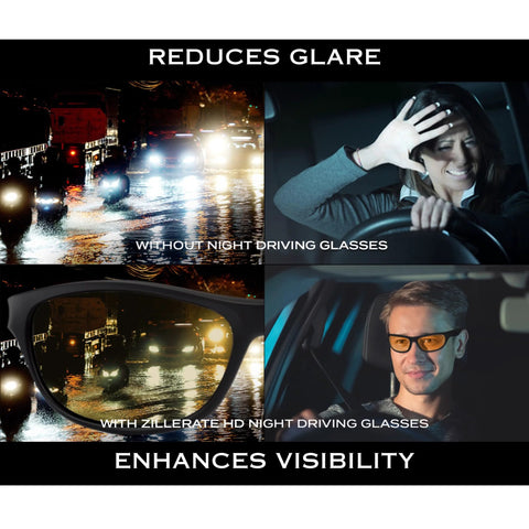 Comparison of on-road glare with and without Night Vision Driving Glasses With Anti Glare Yellow Polarized Lenses.