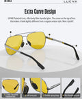 Close-up of Night Vision Driving Glasses Polarized Aviator Sunglasses With Yellow Lenses highlighting frame and lens design.