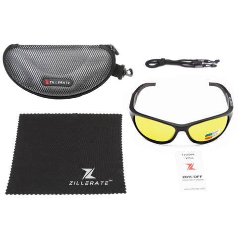 Night Vision Driving Glasses With Anti Glare Yellow Polarized Lenses with TR90 frames, case, and cleaning cloth