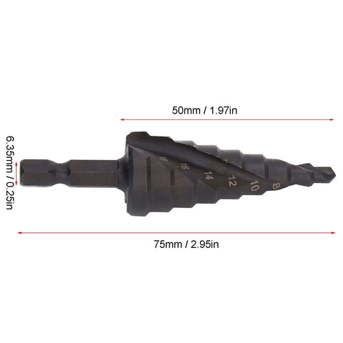 Nine Step Drill Bit High Speed Steel Spiral Pagoda Hole Reamer With Non Slip Tip And Hex Shank for 4-20mm holes
