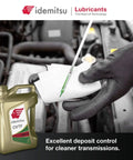 CVT Type N NS2 Transmission Fluid For Nissan Rides And Rigs 5 Qt Bottle with dipstick in engine compartment