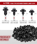 Push Type Fender Liner Clips Kit For Nissan And Infiniti Front Bumpers, 121-Piece Plastic Fasteners Set With Tool, 8mm Hole Fit